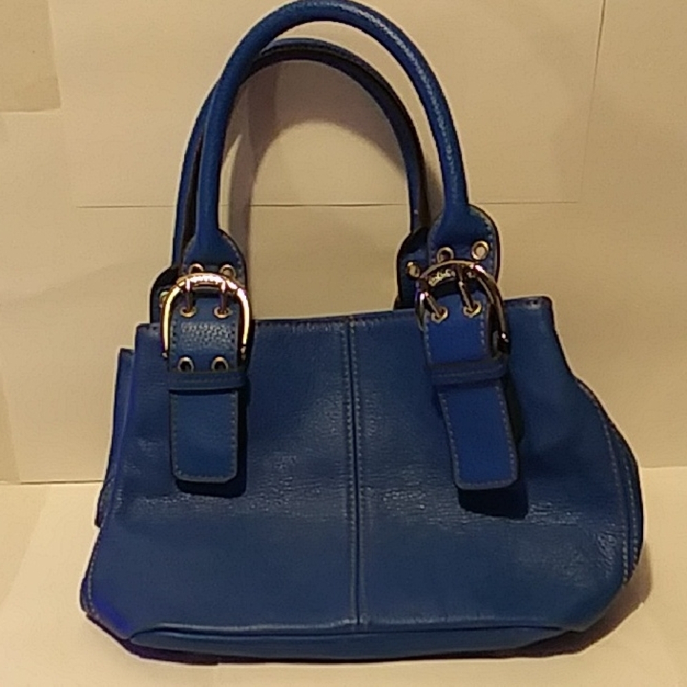 Tignanello Royal Blue Leather Buckle Handbag
